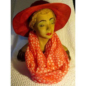 Pink Infinity Scarf with White Hearts and Silver T